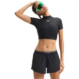Dámske kompresné tričko s krátkym rukávom UNDER ARMOUR HeatGear Crop Mock SS-BLK · záber 2