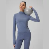 Dámský slim rychleschnoucí jogínský longsleeve - modrý · záber 2