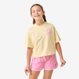 DECATHLON Dievčenské oversize tričko vanilkovo žlté 7-8 r (123-130 cm) · záber 1
