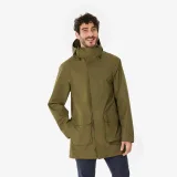 QUECHUA Pánska nepremokavá turistická bunda NH500 olivová M · záber 1