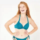 DECATHLON Vrchný push-up diel plaviek Elena Folk petrolejová modrá 70A · záber 1