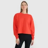Dámská tepláková mikina oversize bez zapínání a bez kapuce - červená · záber 1