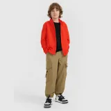 Chlapčenský fleece slim s golierom - červený · záber 2