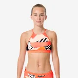 DECATHLON Vrchný diel dievčenských plaviek 900 Baha Holy na surfovanie oranžový 10-11 r (141-148 cm) · záber 1