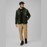 Pánský sherpa regular fleece s kapucí - khaki · záber 2