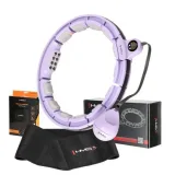 HMS Sada masážní hula hoop HHM13 se závažím, magnety a počítadlem a zeštíhlujícího pásu BR163 fialová (VÝPRODEJ) · záber 1