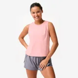 DOMYOS Dámske fitness crop tielko bavlnené púdrovo ružové M · záber 1