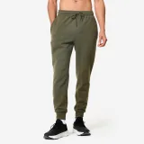 DOMYOS Pánske fitness tepláky slim kaki zelené S (W30 L33) · záber 1