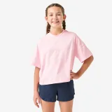 DECATHLON Dievčenské oversize multišportové tričko cukríkovo ružové 8-9 r (131-140 cm) · záber 1