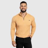 Pánský svetr Iron Aesthetics Cable Knit, camel · záber 4