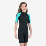 DECATHLON Detská kombinéza na surf Yulex 100 1,5mm čierno-tyrkysová 12-13 r (151-160 cm) · záber 1