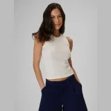 Dámský slim top z žebrovaného úpletu - krémový · záber 1