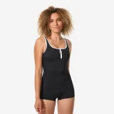 DECATHLON Dámske jednodielne plavky Heva Shorty Zip na plávanie čierne 2XL · záber 1