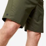 DOMYOS Pánske fitness šortky s vreckami na zips kaki zelené L · záber 2