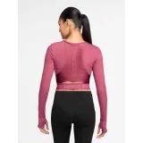 Dámské tréninkové tričko s dlouhým rukávem NIKE PRO W NP DF LS TOP GG SHINE SWEET BEET RUSH MAROON WHITE · záber 3
