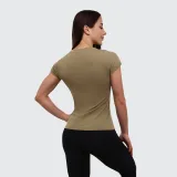 GymBeam Dámské tričko FIT Olive - Velikost: XS | Barva: Zelená | Hmotnost: 0,09 kg | Balení: 10 · záber 3