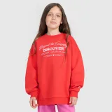 Dívčí oversize tepláková mikina bez zipu bez kapuce - červená · záber 1