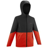 QUECHUA Detská turistická nepremokavá bunda MH500 7-15 rokov sivo-červená 14-15 r (160-166 cm) · záber 1