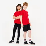 DOMYOS Detské bavlnené tričko unisex na cvičenie červené 5-6 r (113-122 cm) · záber 1