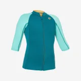 DECATHLON Detský neoprénový top 1,5 mm proti UV žiareniu s krátkym rukávom tyrkysový 5-6 r (113-122 cm) · záber 1