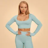 Дамски топ Sense Crop Top Storm Blue - BeastPink - Размер: M | Тегло: 0,156 g | Опаковка: 110 · záber 1