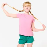 DECATHLON Dievčenské priedušné tričko na cvičenie ružové 7-8 r (123-130 cm) · záber 1
