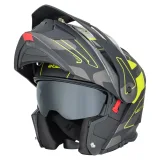 Výklopná moto prilba 3v1 W-TEC Neovu Graphic Farba šedo-červeno-modrá, · záber 3