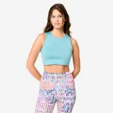 DOMYOS Dámsky fitness crop top modrý XS · záber 1
