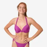 DECATHLON Vrchný diel dámskych plaviek Elena Folk s push-up efektom fialový 80E · záber 1