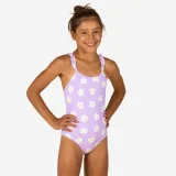 DECATHLON Dievčenské plavky Lila jednodielne fialové 12-13 r (149-159 cm) · záber 1