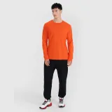Pánské hladké tričko oversize s dlouhými rukávy - oranžové · záber 2