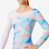 DOMYOS Gymnastický trikot s dlhými rukávmi biely 7-8 r (123-130 cm) · záber 2