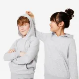 DOMYOS Detská mikina s kapucňou svetlosivá 14-15 r (161-172 cm) · záber 2