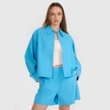 Dámská oversize košile s límečkem - modrá · záber 1