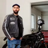 Pánska kožená moto bunda W-TEC Dark Vintage Farba tmavo šedá, · záber 4