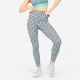 DOMYOS Dámske legíny 520 na fitnes vysoký pás s potlačou XS (W26 L30) · záber 1