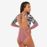 DECATHLON Dámske jednodielne plavky s dlhým rukávom na surf Mary Azalea fialové L · záber 1