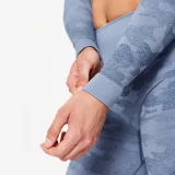 DOMYOS Dámske crop top tričko s dlhými rukávmi modré XL · záber 2