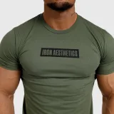 Pánske fitness tričko Iron Aesthetics Boxed, vojenská zelená · záber 2
