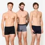 DECATHLON Pánske bavlnené boxerky čierno-sivo-modré 3 ks M · záber 2