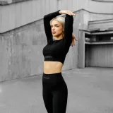 Dámsky Crop Top Iron Aesthetics Rib, čierny · záber 2