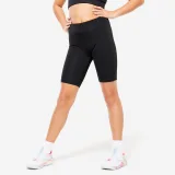 DOMYOS Dievčenské krátke cyklistické legíny na gymnastiku čierne 8-9 r (131-140 cm) · záber 1