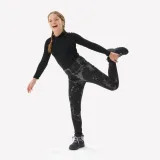 QUECHUA Dievčenské zimné turistické legíny NH100 7-15 r. čierne 8-9 r (131-140 cm) · záber 2