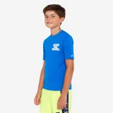DECATHLON Detské tričko proti UV žiareniu Wax na surf s krátkym rukávom modré 8-9 r (131-140 cm) · záber 1
