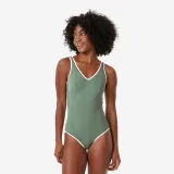 DECATHLON Dámske jednodielne plavky Virginia Lurex sivo-zelené XS-S · záber 1