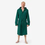 DECATHLON Kompaktný pánsky bavlnený župan s kapucňou kaki-tmavozelený S · záber 1