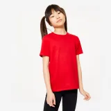 DOMYOS Detské bavlnené tričko unisex na cvičenie červené 5-6 r (113-122 cm) · záber 2