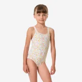 DECATHLON Dievčenské jednodielne plavecké plavky Vega koralové 4-5 r (103-112 cm) · záber 1