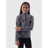 Dívčí lyžařská fleece mikina 4F JUNIOR FLEECE UNDERWEAR-JWAW24UFLEF051-20A-DEEP BLACK ALLOVER · záber 2