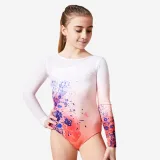 DOMYOS Dievčenský trikot na gymnastiku ružovo-oranžový 14 rokov · záber 1
